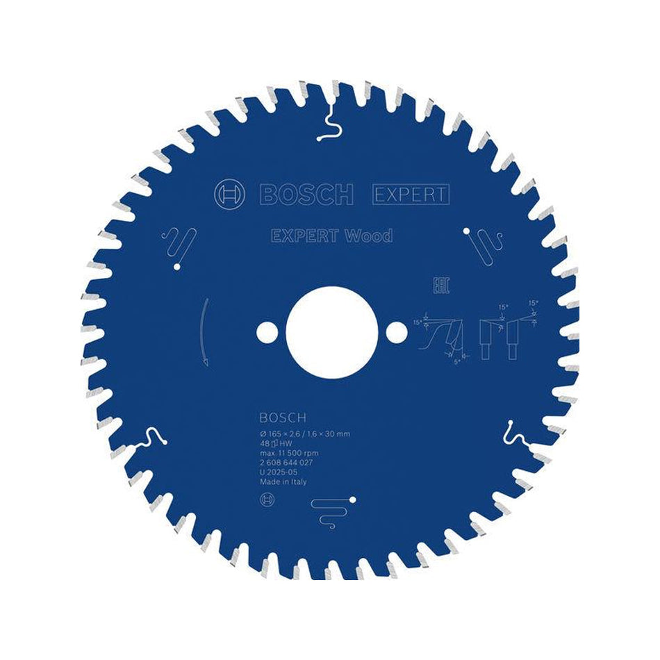 Bosch EXPERT Wood Circular Saw Blade 165x30x2.6mm 48T 2608644027