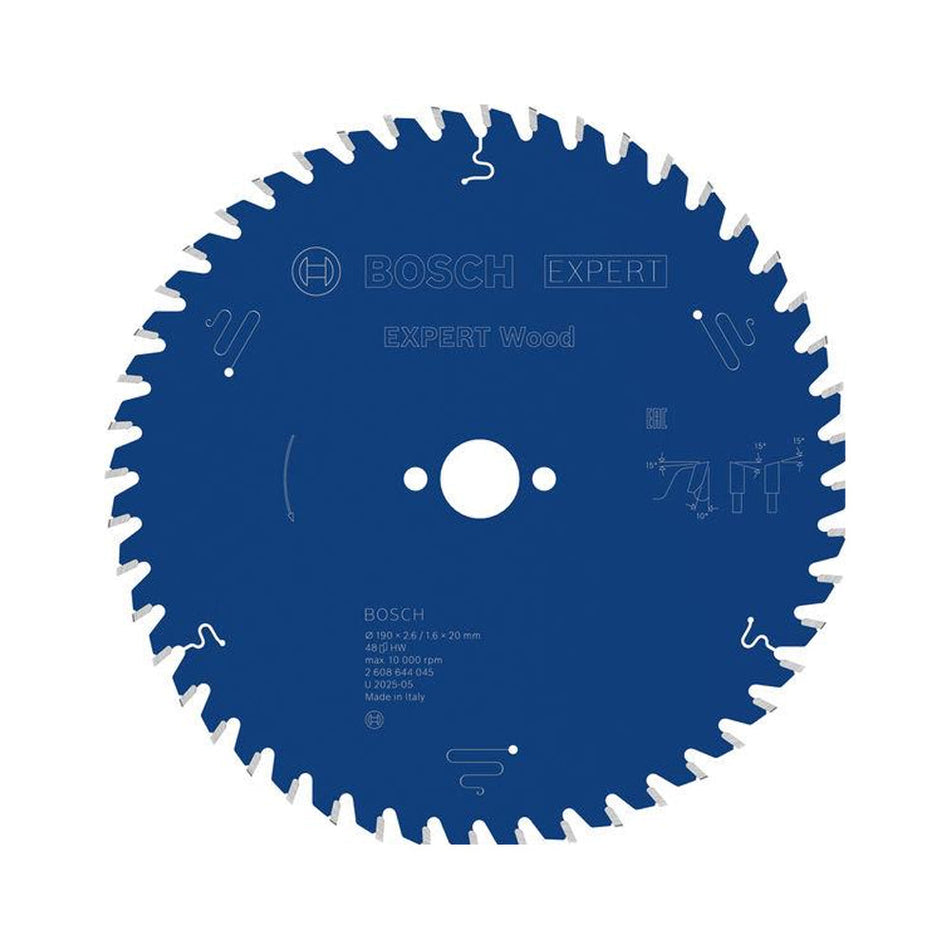 Bosch EXPERT Wood Circular Saw Blade 190x20x2.6mm 48T 2608644045