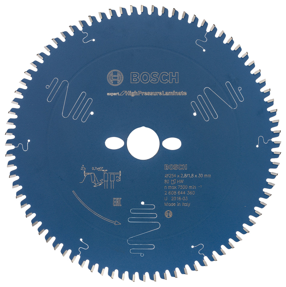 Bosch Expert for High Pressure Laminate Circular Saw Blade Miter Saw 254x30x2.8x80T 2608644360