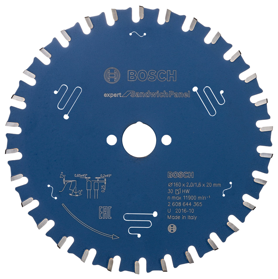 Bosch Expert for Sandwich Panel Circular Saw Blade for Hand Held Saws 160x20x2x30T 2608644365