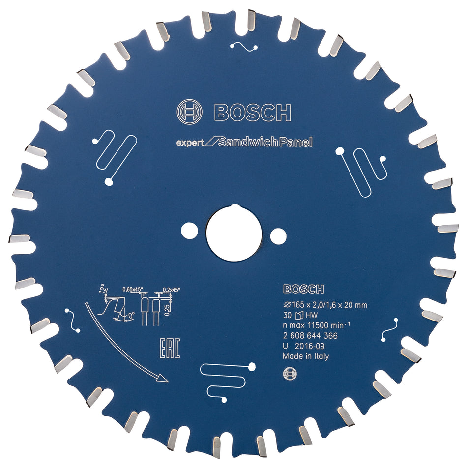 Bosch Expert for Sandwich Panel Circular Saw Blade for Hand Held Saws 165x20x2x30T 2608644366