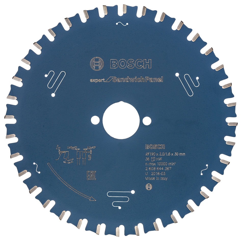 Bosch Expert for Sandwich Panel Circular Saw Blade for Hand Held Saws 190x30x2x36T 2608644367
