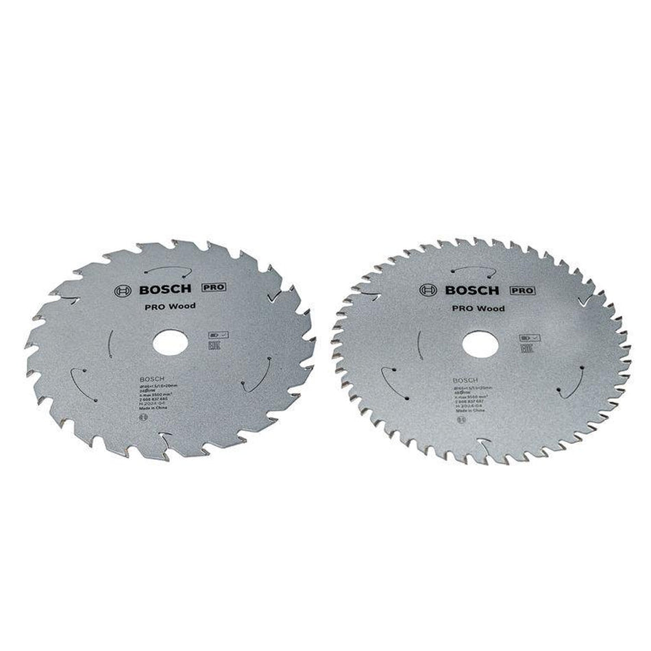 Bosch Wood Circular Saw Blade 165 x 1.5/1 x 20MM T24/T48 2PCE 2608644735