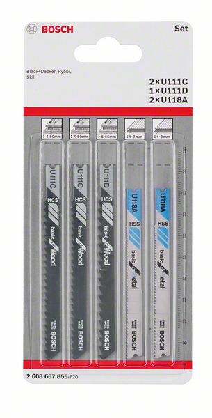 Bosch JSB 5pc set Wood+Metal Basic (U-Shank) 2608667855