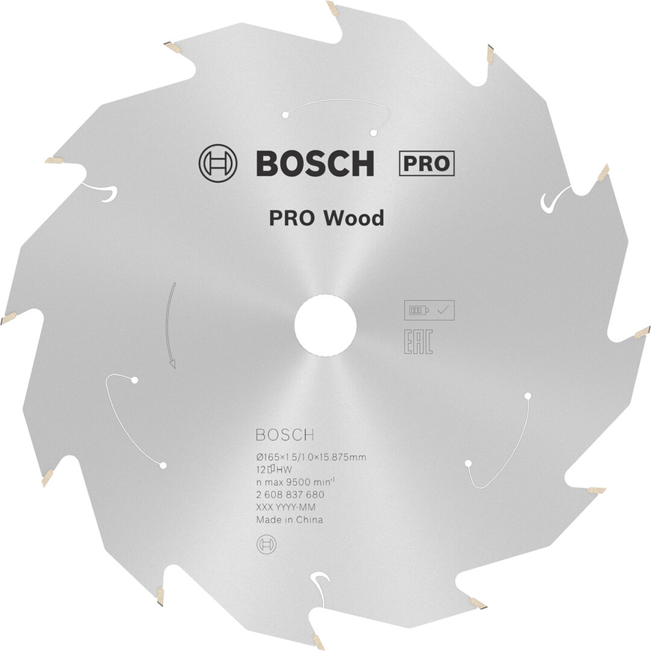 Bosch Professional Wood cordless Circular Saw Blade 165x1.5x15.875mm 2608837680
