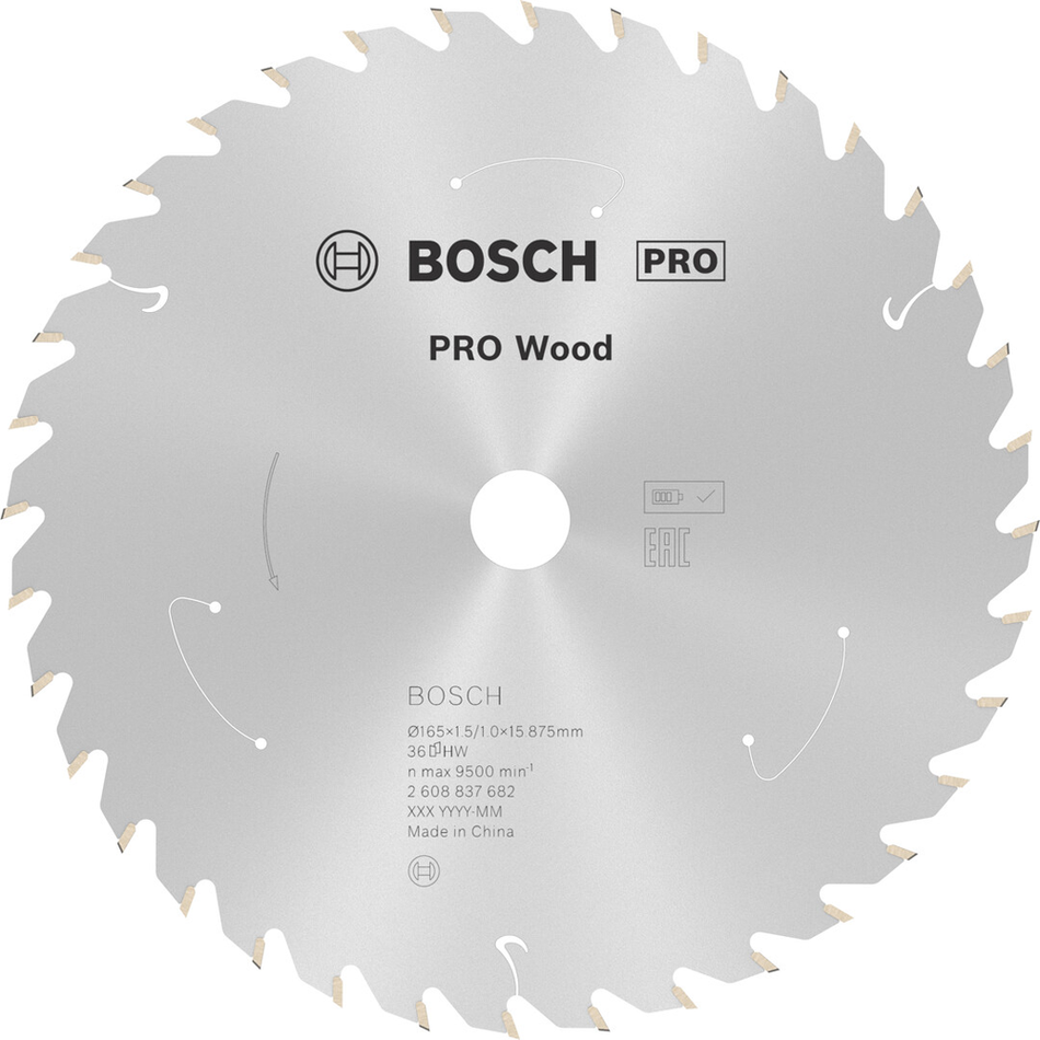 Bosch Professional Wood cordless Circular Saw Blade 165x1.5x15.875mm 2608837682