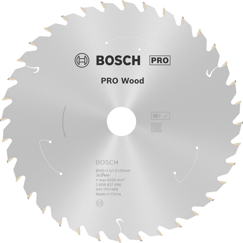Bosch Professional Wood cordless Circular Saw Blade 165x1.5x20mm 2608837686