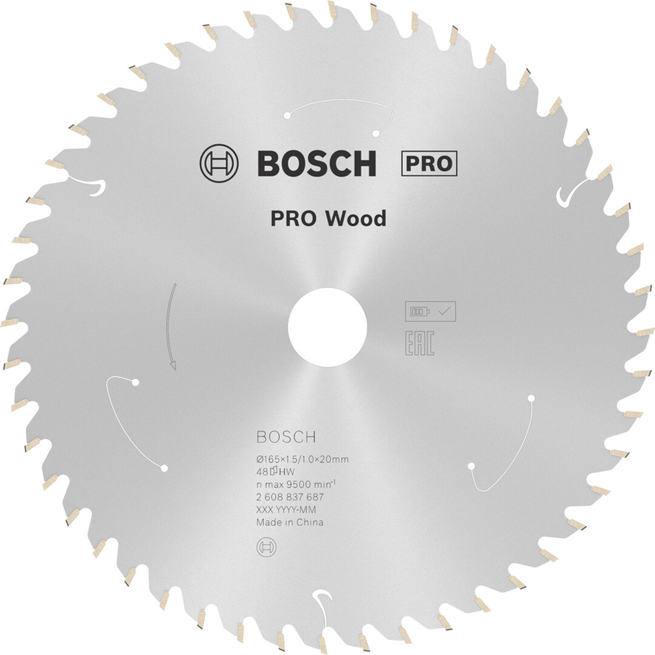 Bosch Professional Wood cordless Circular Saw Blade 165x1.5x20mm 2608837687