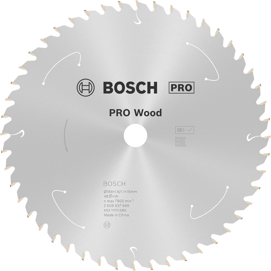 Bosch Professional Wood cordless Circular Saw Blade 184x1.6x16mm 2608837699