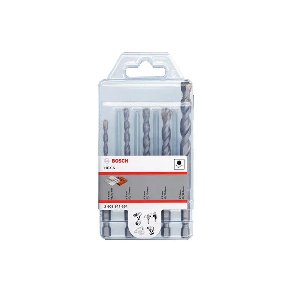 Bosch Professional HEX-5 Concrete 4-10MM Drill Bit Set 5 PCE 2608841654