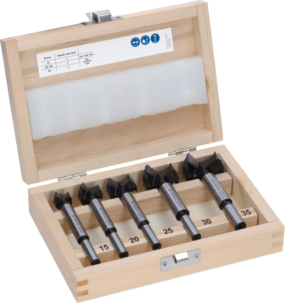 Bosch EXPERT Laminated Wood Hinge Cutting Drill Bit Set, 15; 20; 25; 30; 35 x 60 x 90 mm, 5 pcs 2608901844