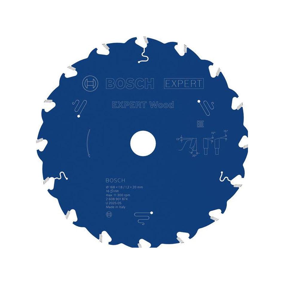 Bosch EXPERT Wood Circular Saw Blade 168x20x1.8mm 16T 2608901874