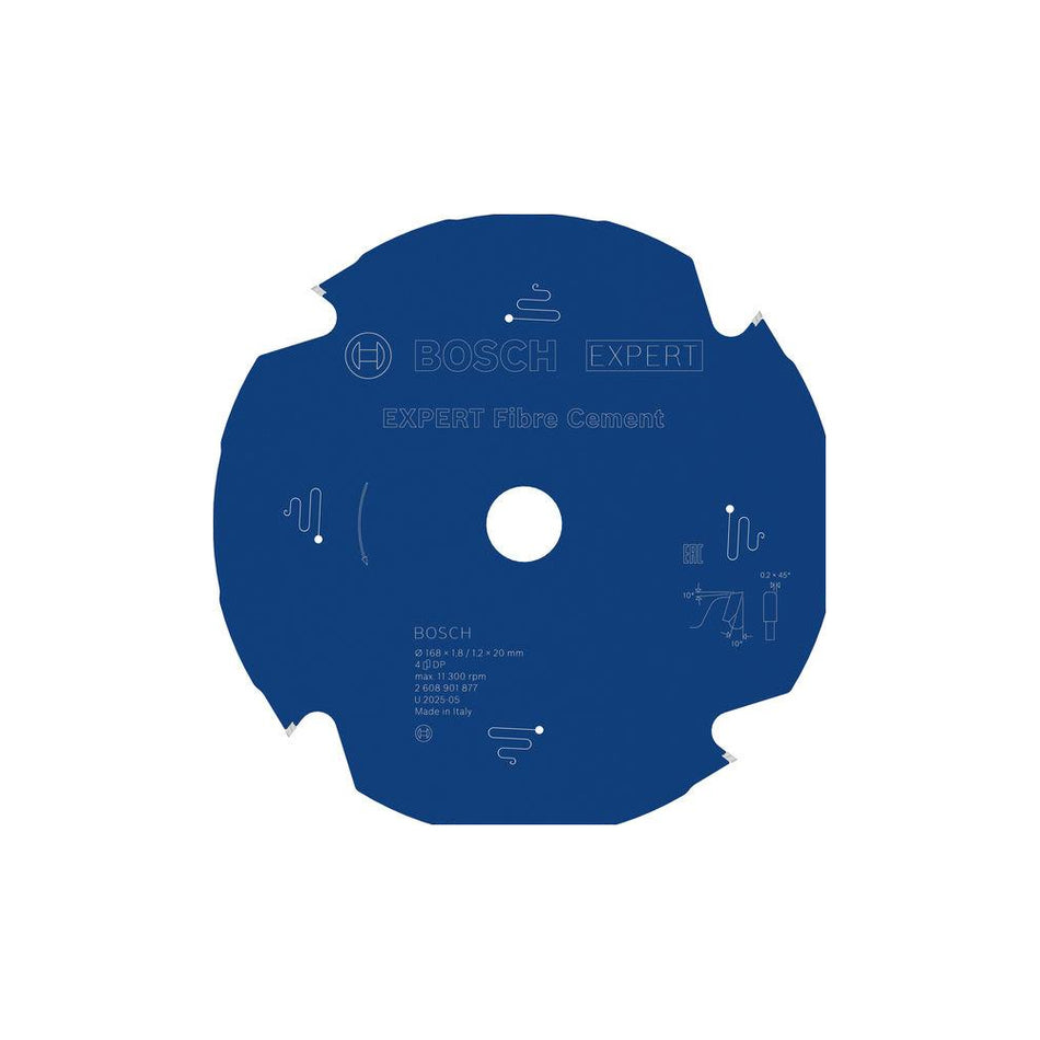Bosch EXPERT Fibre Cement Circular Saw Blade 168x20x1.8mm 4T 2608901877