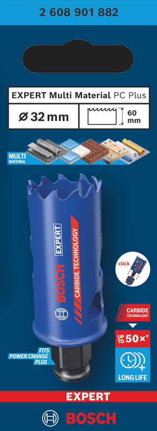Bosch EXPERT Multi Material Power Change Plus Hole Saw, 32 x 60 mm 2608901882