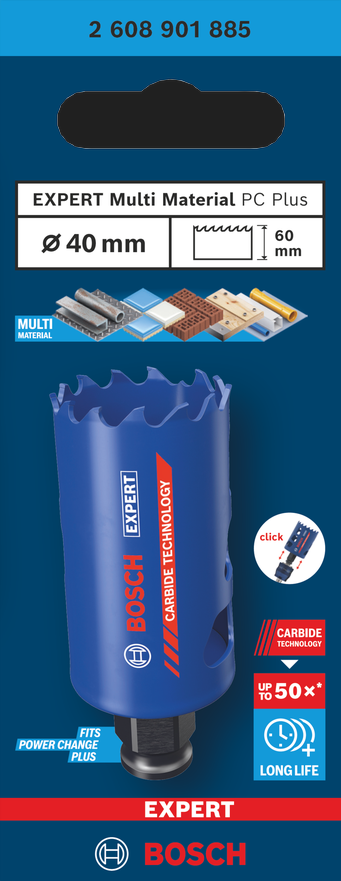 Bosch EXPERT Multi Material Power Change Plus Hole Saw, 40 x 60 mm 2608901885