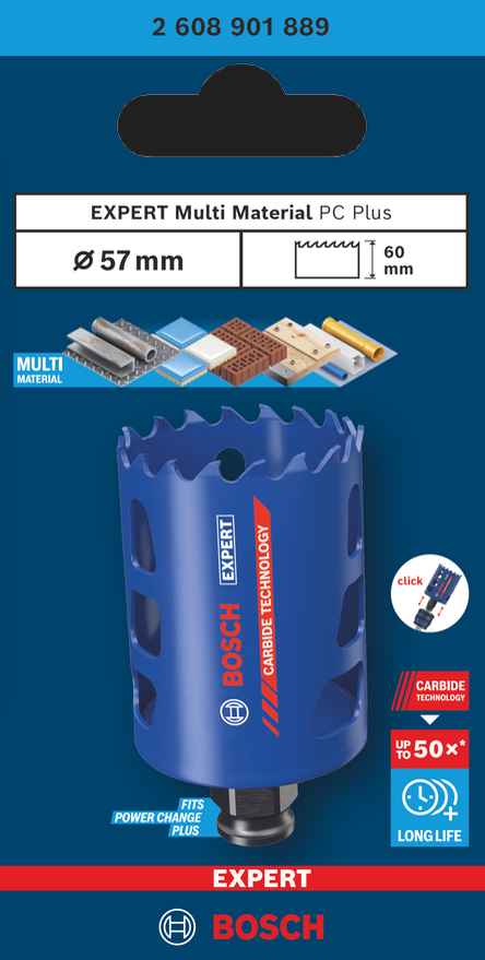 Bosch EXPERT Multi Material Power Change Plus Hole Saw, 57 x 60 mm 2608901889