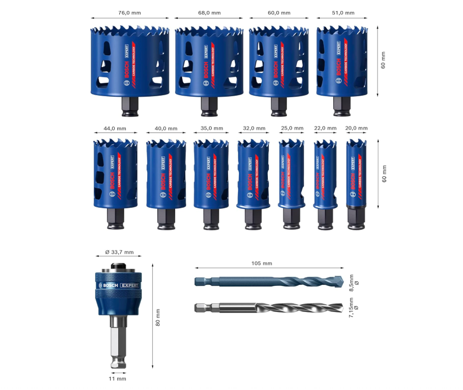 Bosch EXPERT Multi Material Power Change Plus Hole Saw Set 14 pcs 2608901909