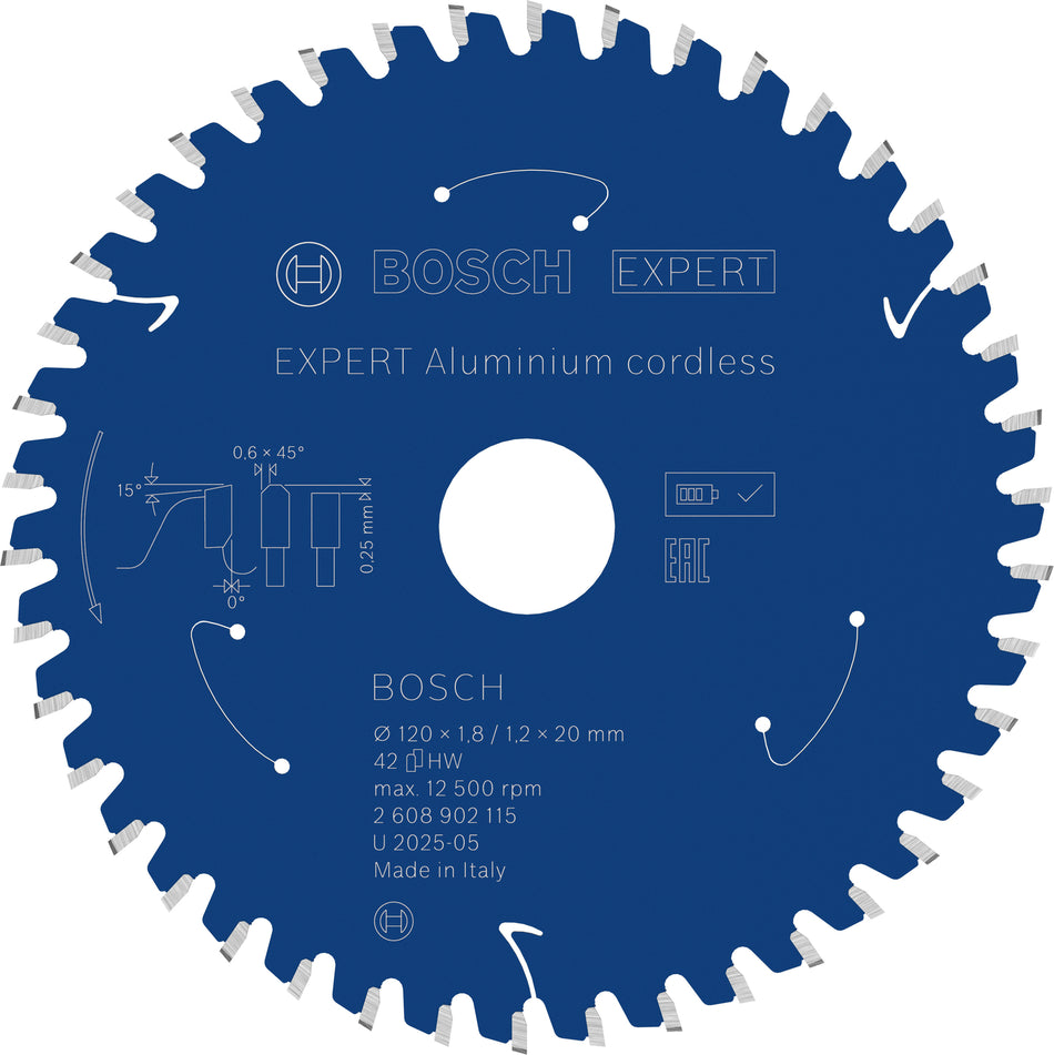 Bosch EXPERT Aluminium Cordless Circular Saw Blade for Handheld Circular Saw 2608902115