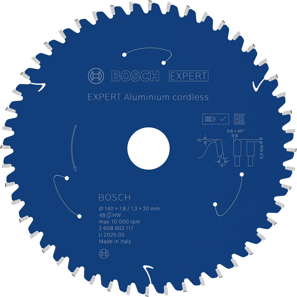 Bosch EXPERT Aluminium Cordless Circular Saw Blade for Handheld Circular Saw 2608902117