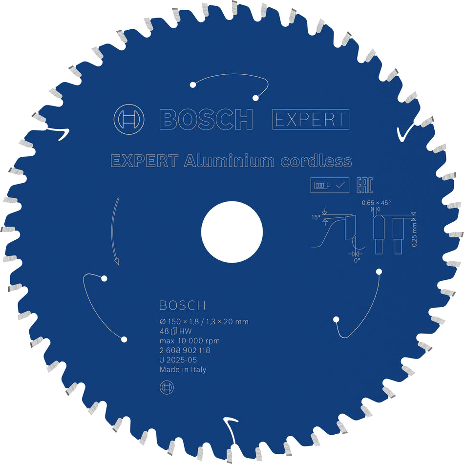 Bosch EXPERT Aluminium Cordless Circular Saw Blade for Handheld Circular Saw 2608902118