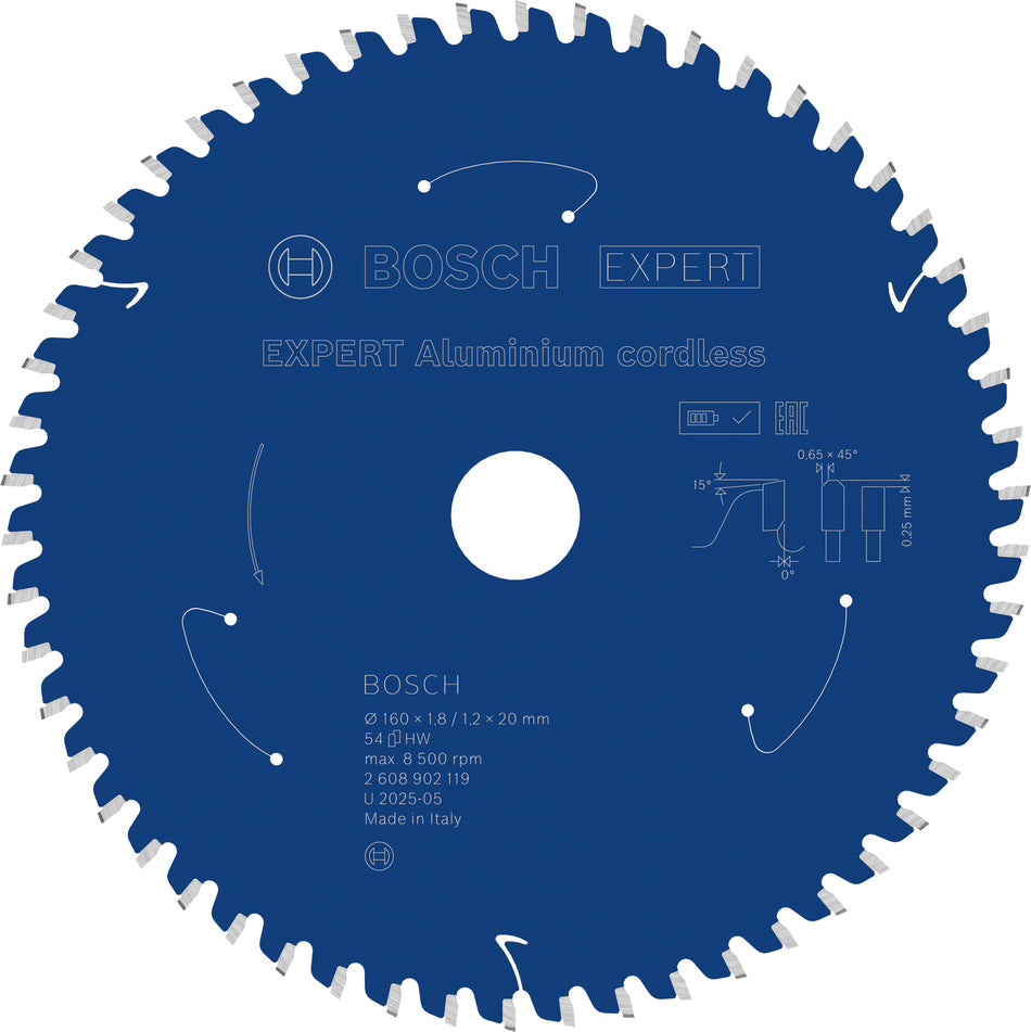 Bosch EXPERT Aluminium Cordless Circular Saw Blade for Handheld Circular Saw 2608902119