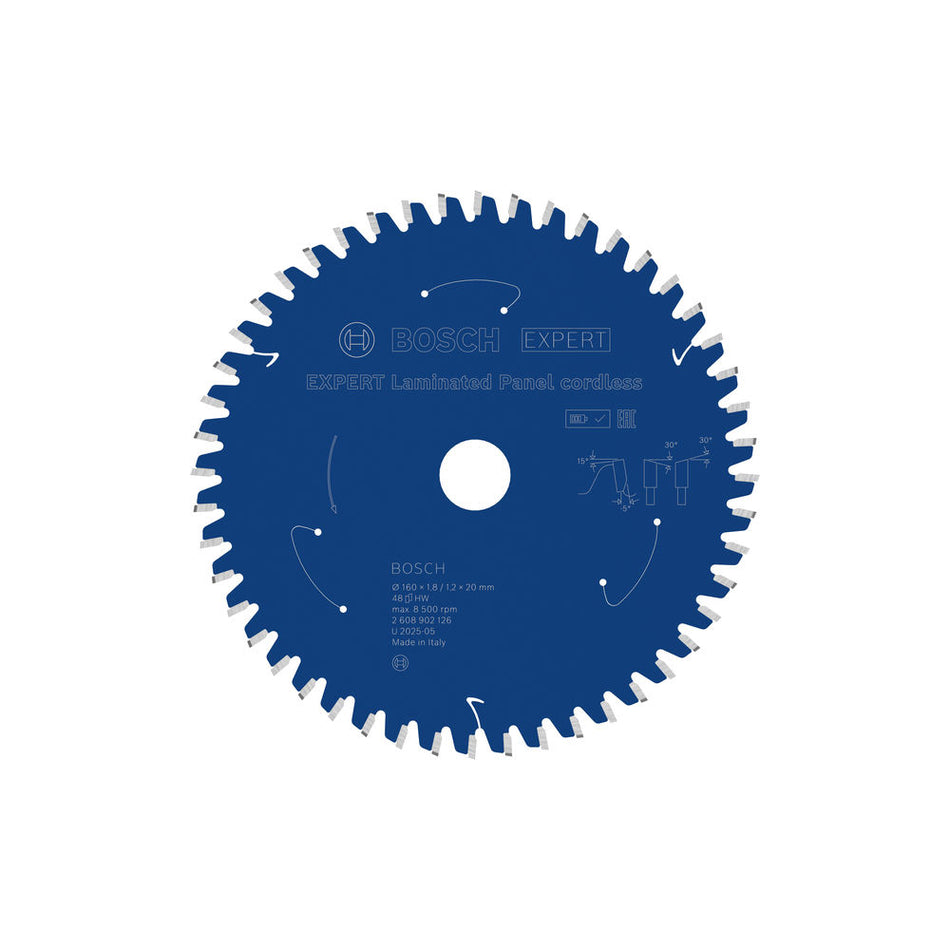 Bosch EXPERT Laminated Panel 160 x 1.8/1.2 x 20MM T48 Circular Saw Blade 2608902126