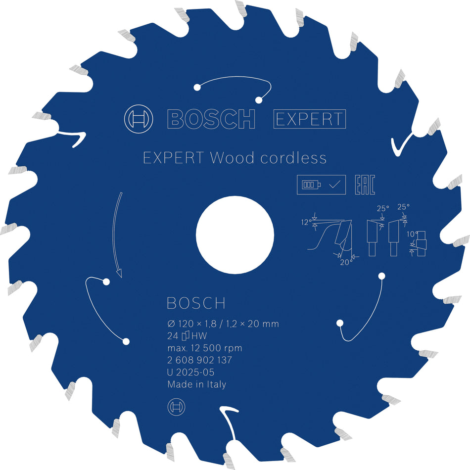 Bosch EXPERT Wood Cordless Circular Saw Blade for Handheld Circular Saw 2608902137