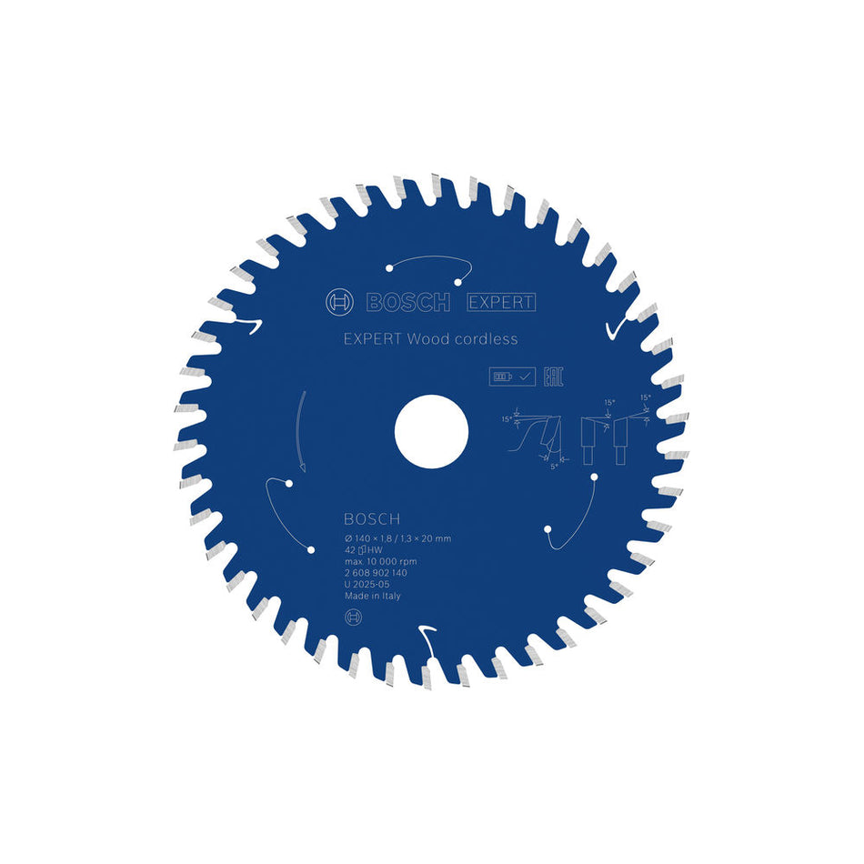 Bosch EXPERT Wood 140 x 1.8/1.3 x 20MM T42 Circular Saw Blade 2608902140