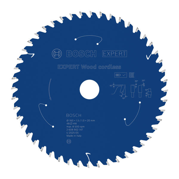 Bosch EXPERT Wood Circular Saw Blade 160 x 1.5/1 x 20 mm T48 2608902147