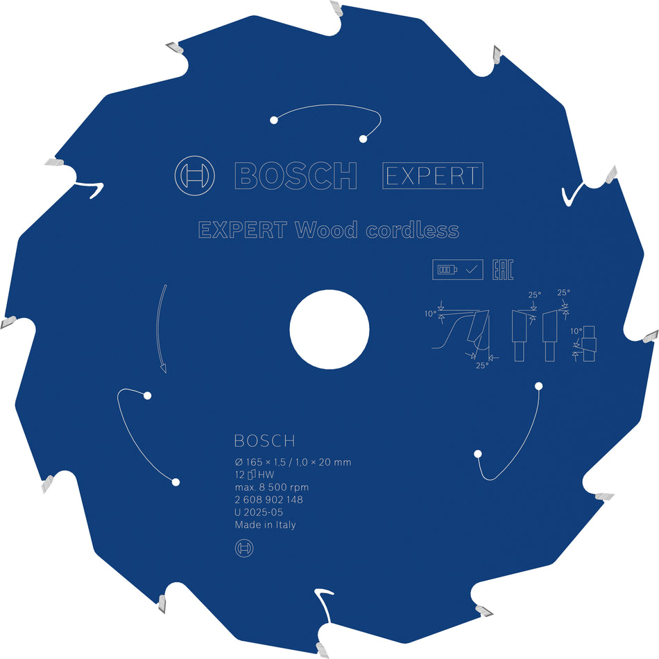 Bosch EXPERT Wood Cordless Circular Saw Blade for Handheld Circular Saw 2608902148