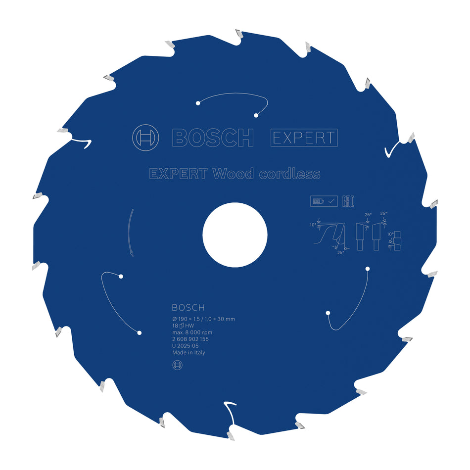 Bosch EXPERT Wood Cordless Circular Saw Blade for Handheld Circular Saw 2608902155