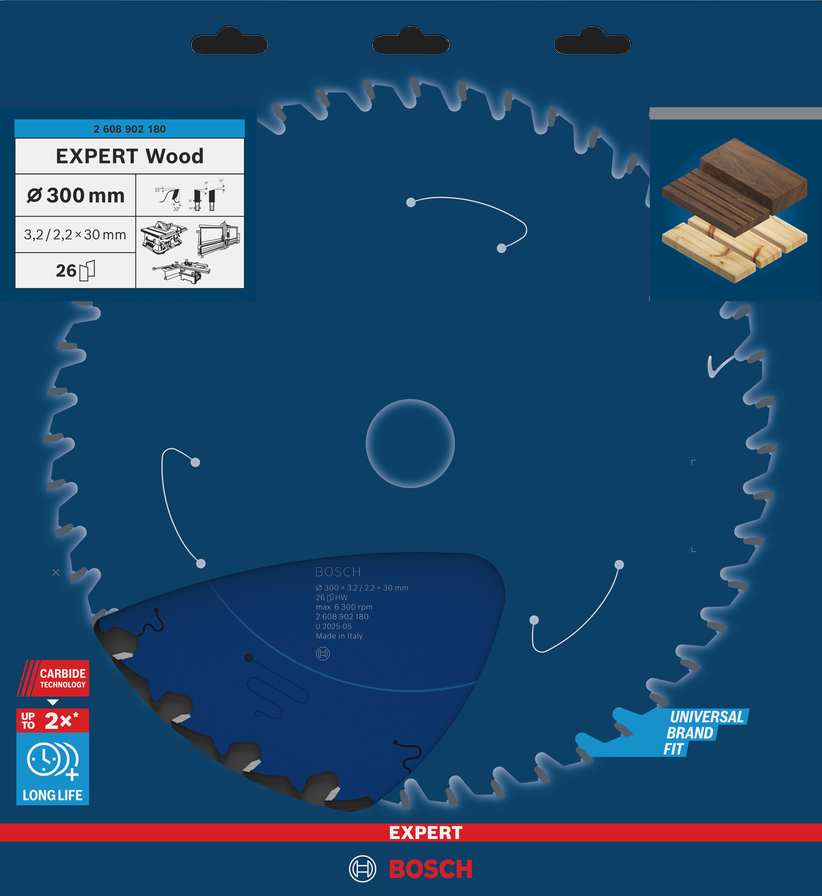 Bosch EXPERT Wood Circular Saw Blade, 300 x 3.2/2.2 x 30 mm, T26 2608902180