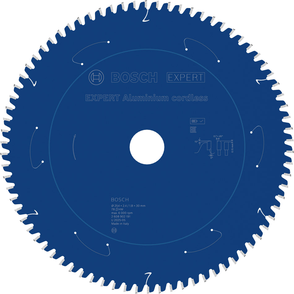 Bosch EXPERT Aluminium Cordless Circular Saw Blade for Mitre and Table Circular Saw 2608902191
