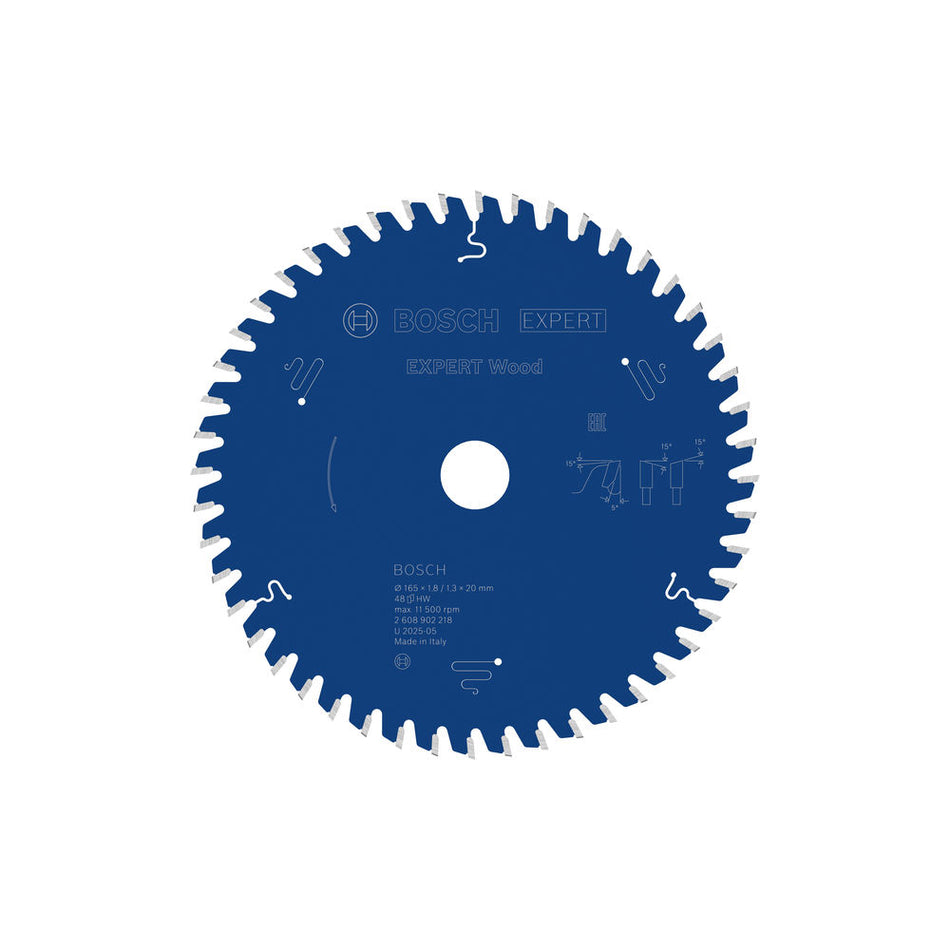 Bosch EXPERT Wood 165 x 1.8/1.3 x 20MM T48 Circular Saw Blade 2608902218