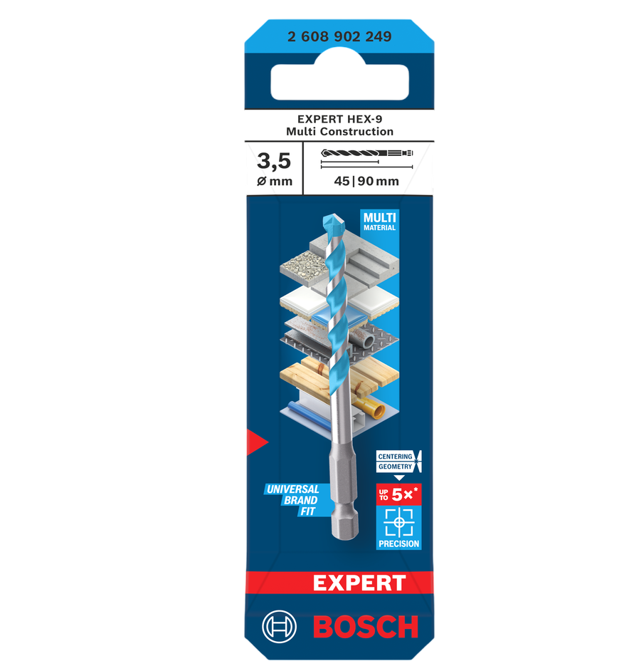 Bosch EXPERT HEX-9 Multi Construction Drill Bit. 3.5 x 45 x 90 mm 2608902249