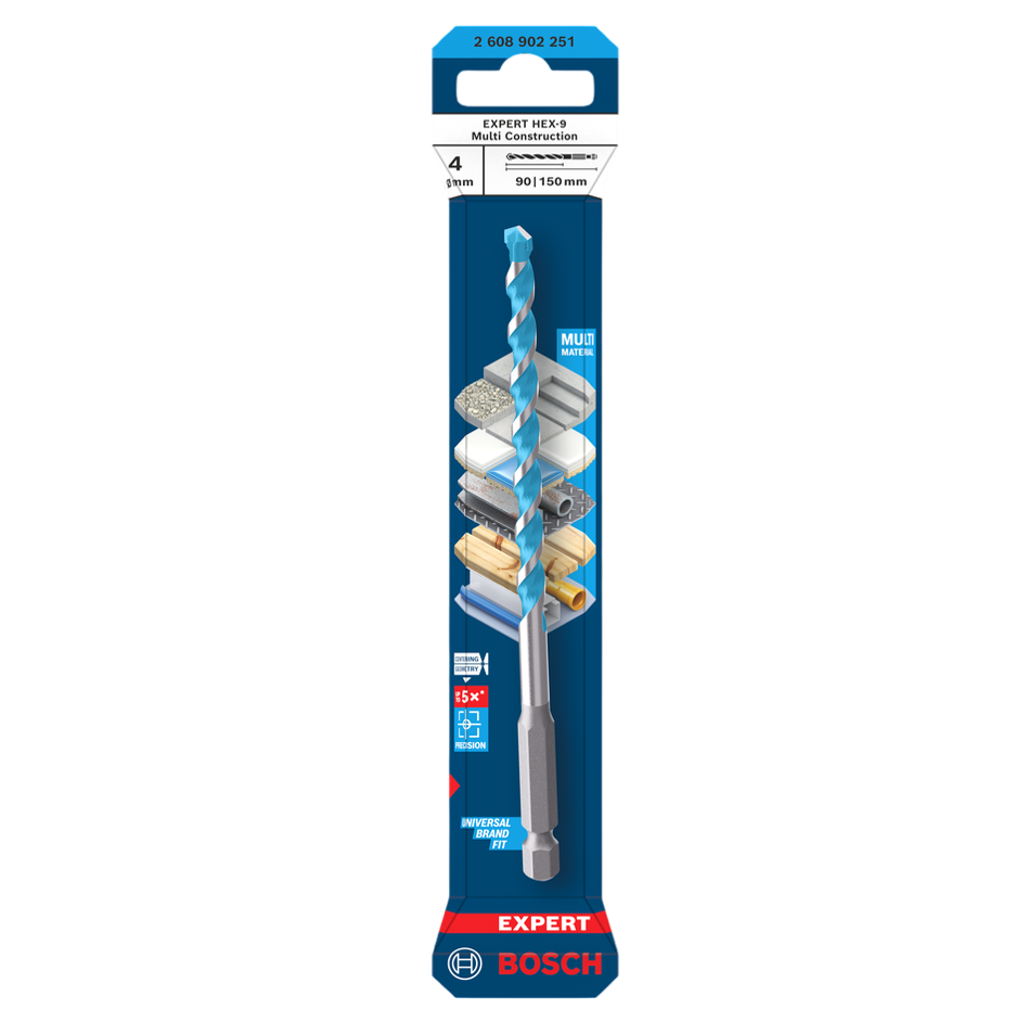 Bosch EXPERT HEX-9 Multi Construction Drill Bit, 4 x 90 x 150 mm 2608902251