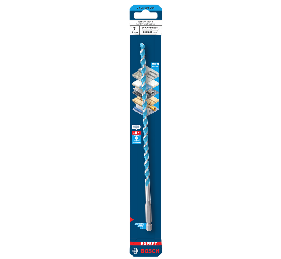 Bosch EXPERT HEX-9 Multi Construction Drill Bit, 7 x 200 x 250 mm 2608902264