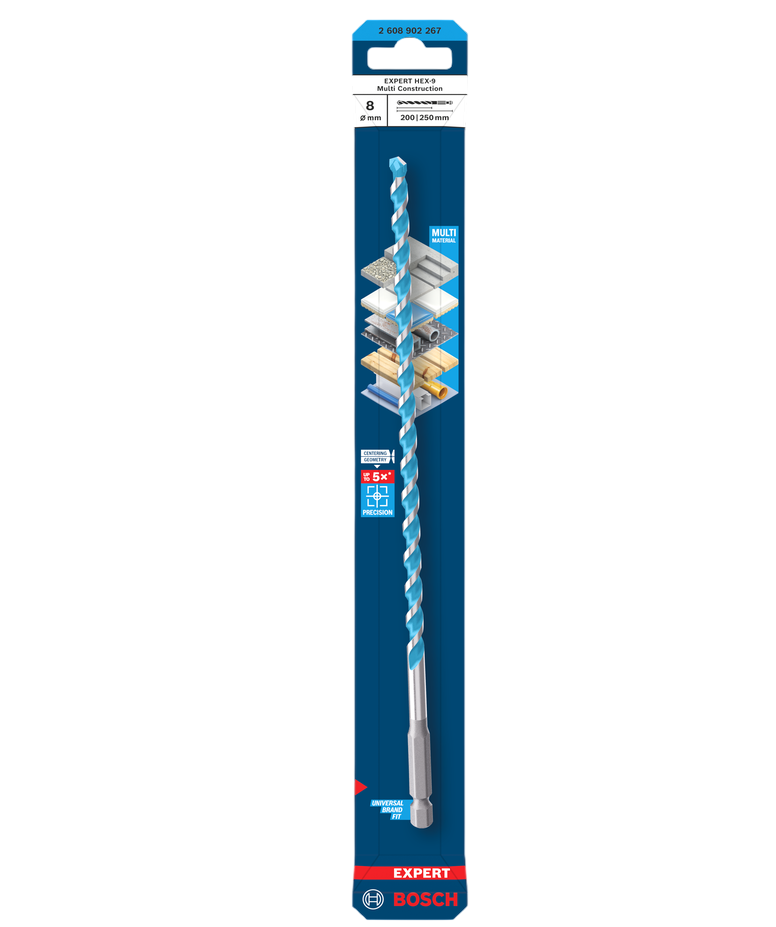 Bosch EXPERT HEX-9 Multi Construction Drill Bit, 8 x 200 x 250 mm 2608902267