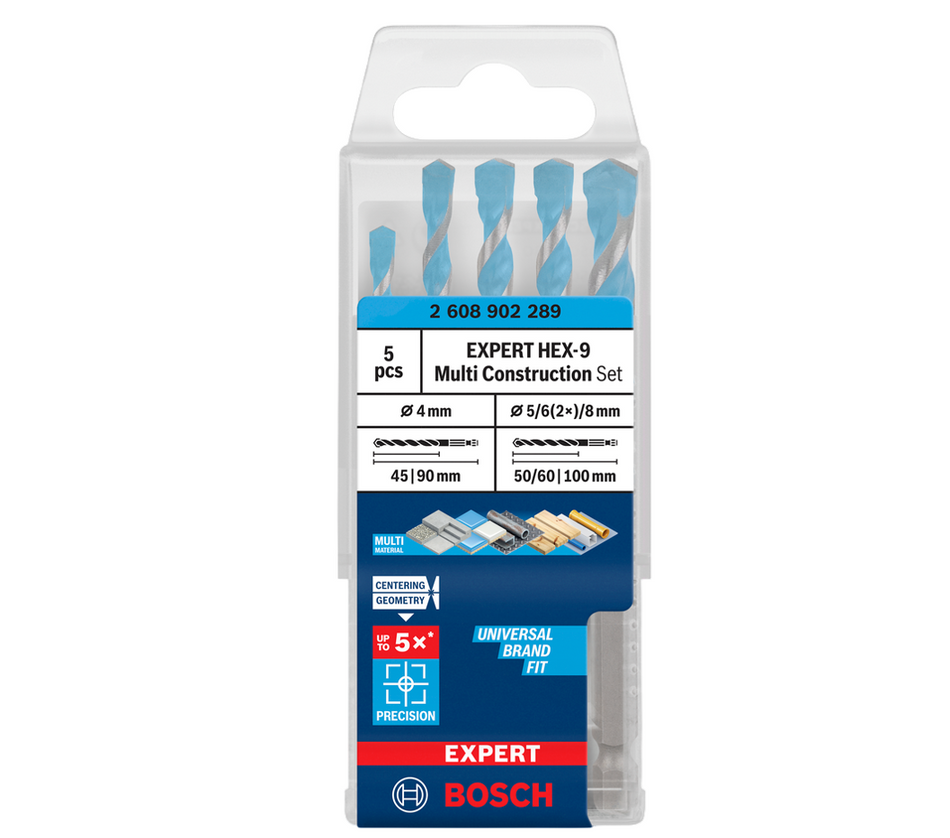Bosch EXPERT HEX-9 Multi Construction Drill Bit Set 5 pcs 2608902289