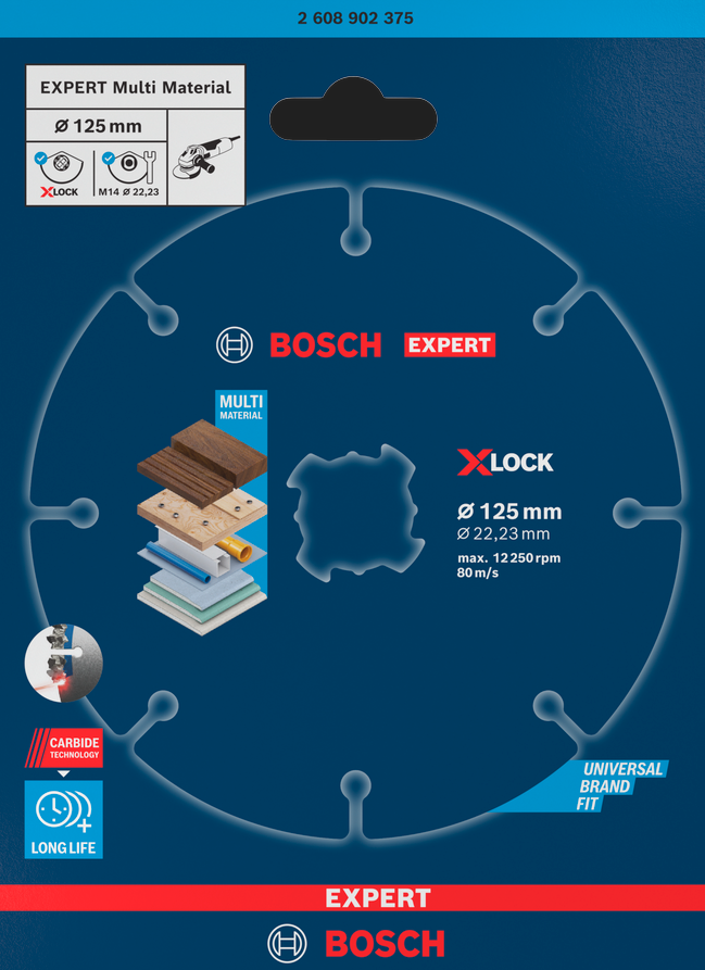 Bosch EXPERT Multi Material Carbide Cutting Disc, 125 x 22.23 mm, X-Lock 2608902375