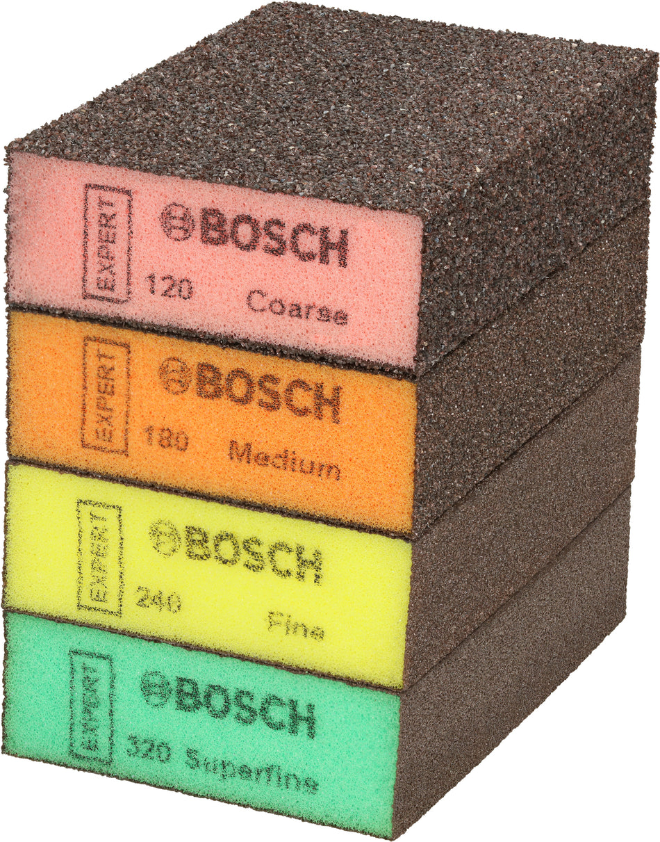 Bosch EXPERT S471 Standard Sanding Block, 26 x 69 x 97 mm, 5 x Coarse, 5 x Medium, 5 x Fine, 5 x Superfine, 20 pcs 2608902490
