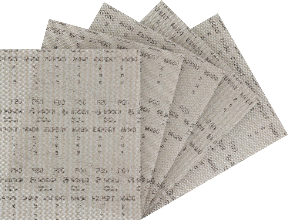 Bosch EXPERT M480 Sanding Net for Orbital Sanders, 230 x 280 mm, G80, 5 pcs 2608902503