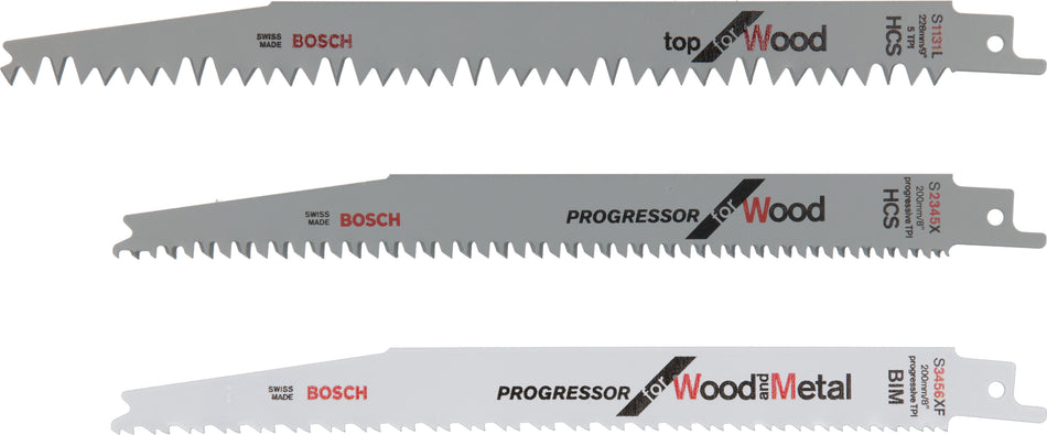 Bosch DIY 3-piece reciprocating saw blade set S 3456 XF; S 2345 X; S 1131 L 2609256797