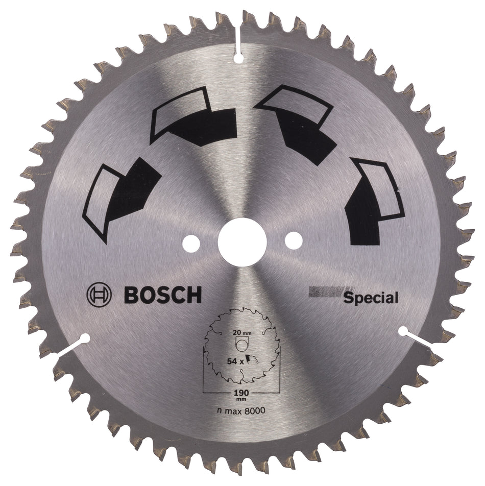 Bosch DIY Circular saw blade SPECIAL D= 190 mm; Bore size= 20 mm; T= 54 2609256891