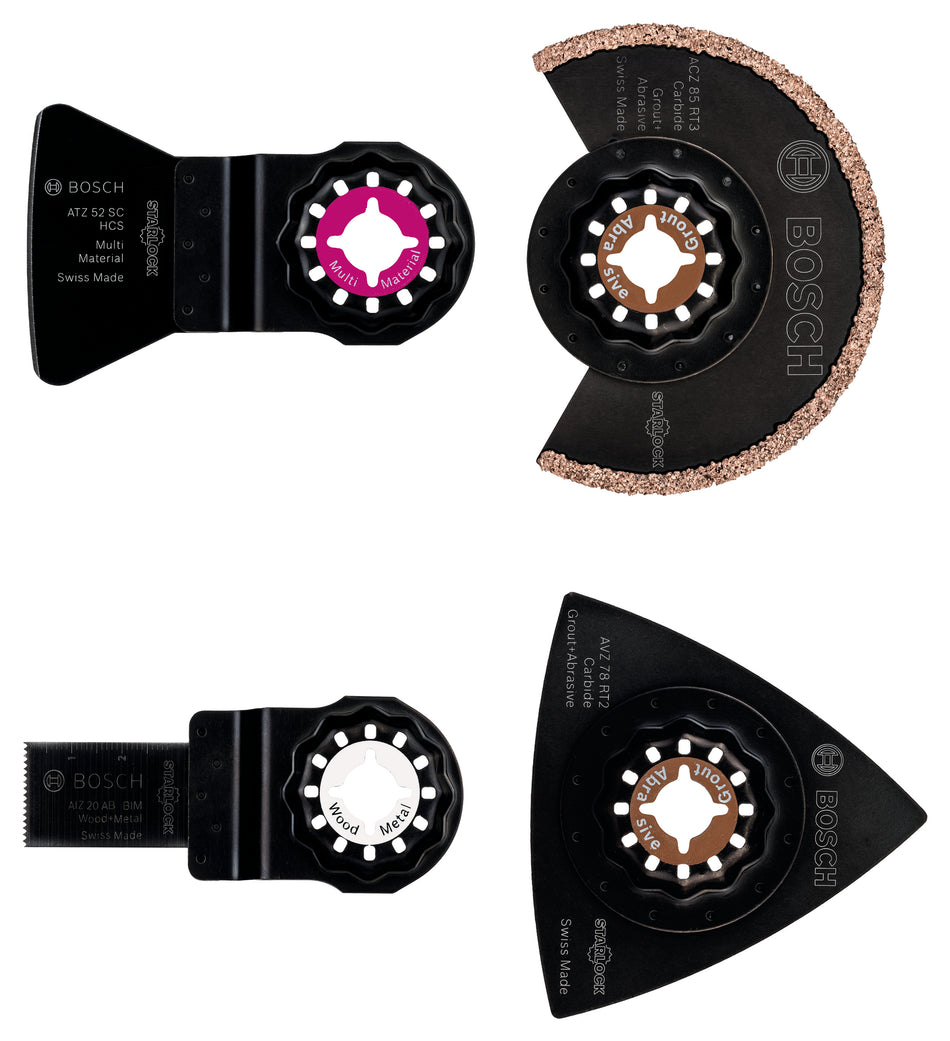 Bosch DIY Starlock 4-piece tile set ACZ 85 RT3 (1x); AVZ 78 RT2(1x); ATZ 52 SC (1x); AIZ 20 AB (1x) 2609256978