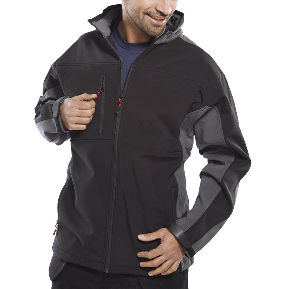 Beeswift Two-tone Soft Shell Jacket Black/Grey Size L SSJTTBLGYL