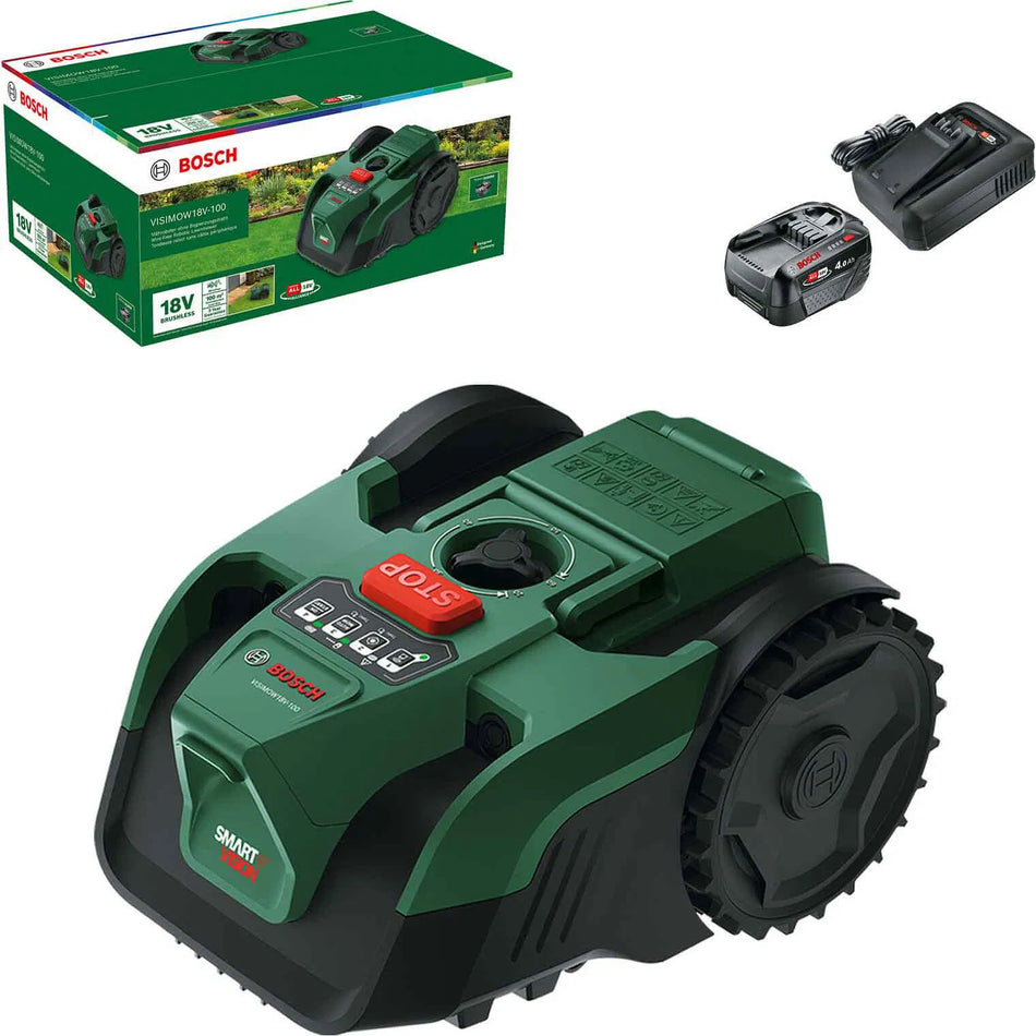 Bosch DIY VISIMOW 18V-100 (1 x 4.0Ah) Cordless Brushless Autonomous Robotic Lawn Mower 06008E1070
