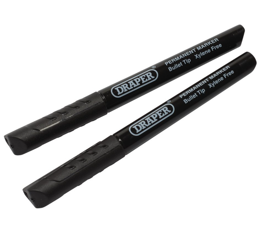 Draper 20942 Marker Pens, Black Pack of 2