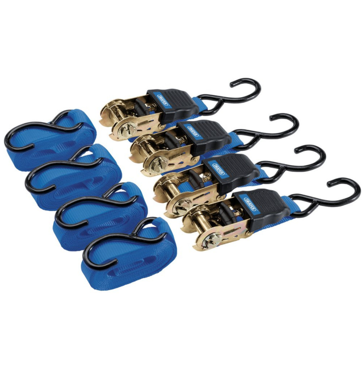 Draper Ratchet Tie Down Straps 4.5Mx25MM 225KG 4 PCE 92771