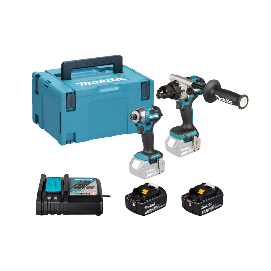 Makita 18V 2 Piece Combo Kit (2 x 5.0Ah, Charger) LXT Combi Drill + Impact Driver DLX2549TJ